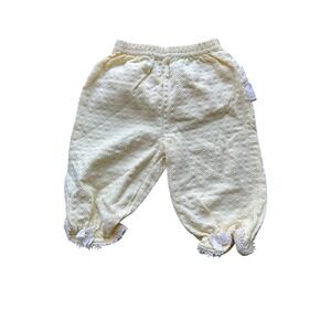First Moments Vintage Baby Pants Yellow Eyelet Ruffle Bow Bloomers 0-3M Cotton